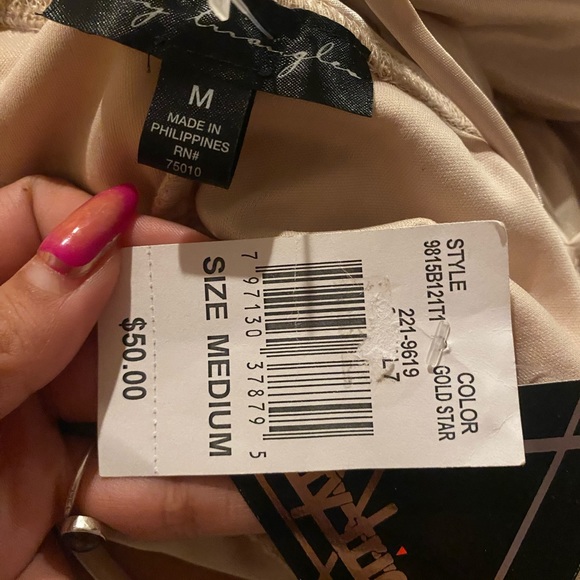 90s City Triangles Cream Mini Dress Spaghetti Straps - Picture 3 of 4